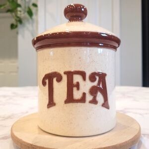 Vintage Tea Ceramic Canister‎ with Lid Retro Kitchen Decor Storage